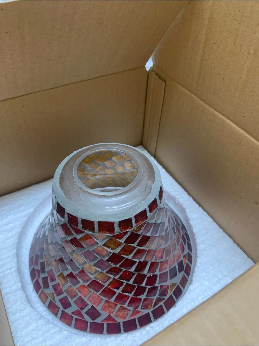 Red & Gold Mosaic Tile Large Candle Shade